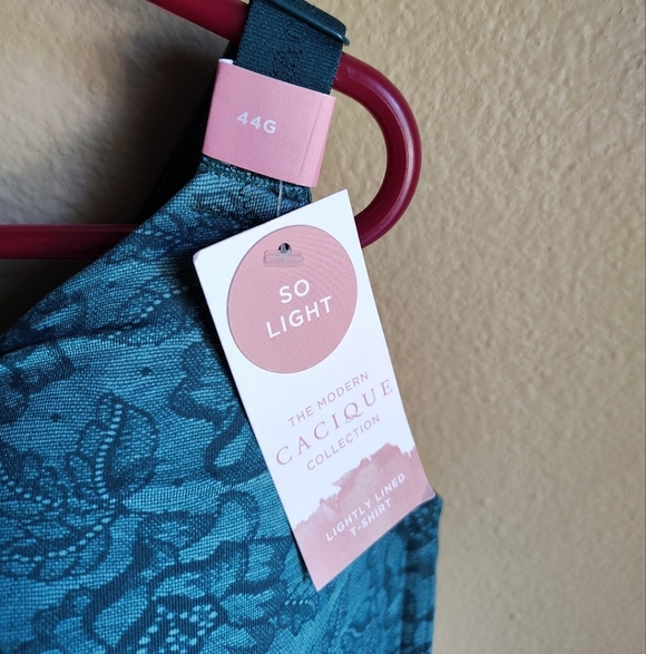 Cacique Women's NWT Green Lace Print Lightly Lined T-shirt Bra Sz 44G Smoothing - Picture 2 of 8